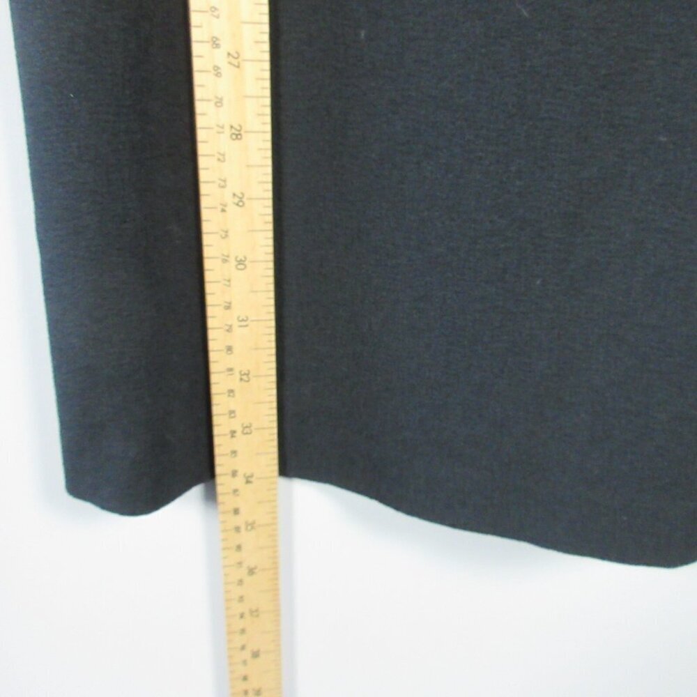 Club Monaco Crepe Mini Dress 6 Black 3/4 Ruffle Sleeve Lined Shift Luxury 424 - Picture 5 of 10